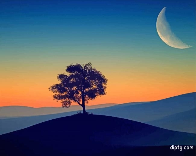 Tree Silhouette Moon Painting By Numbers Kits.jpg
