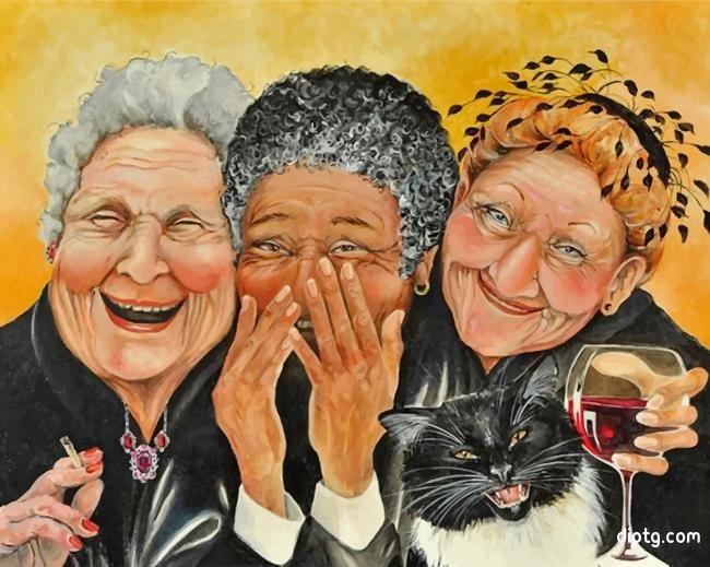 Old Women Laughing Painting By Numbers Kits.jpg