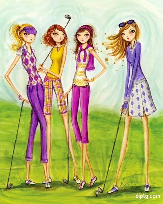 Girls Playing Golf Painting By Numbers Kits.jpg