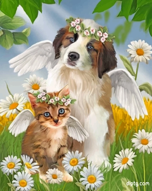 Angel Kitty And Puppy Painting By Numbers Kits.jpg