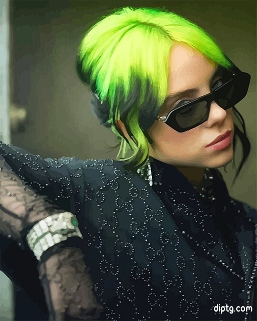 Green Hair Billie Eilish Painting By Numbers Kits.jpg