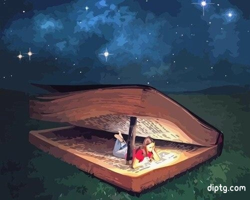 Girl Sleeping In Magic Book Painting By Numbers Kits.jpg