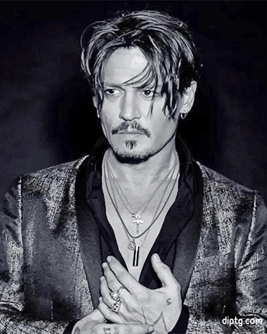 Black And White Johnny Depp Painting By Numbers Kits.jpg