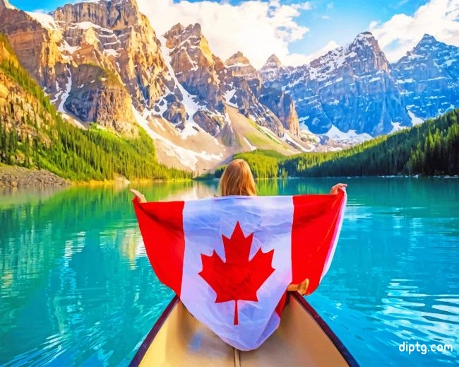 Canada Flag In Banff National Park Painting By Numbers Kits.jpg