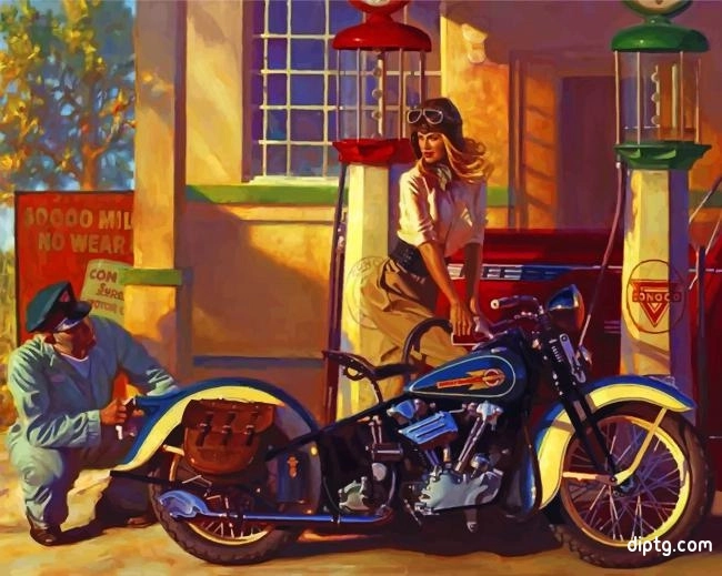 Motorcycle Gas Station Painting By Numbers Kits.jpg