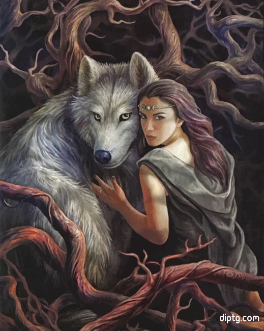 Woman And Wolf Painting By Numbers Kits.jpg