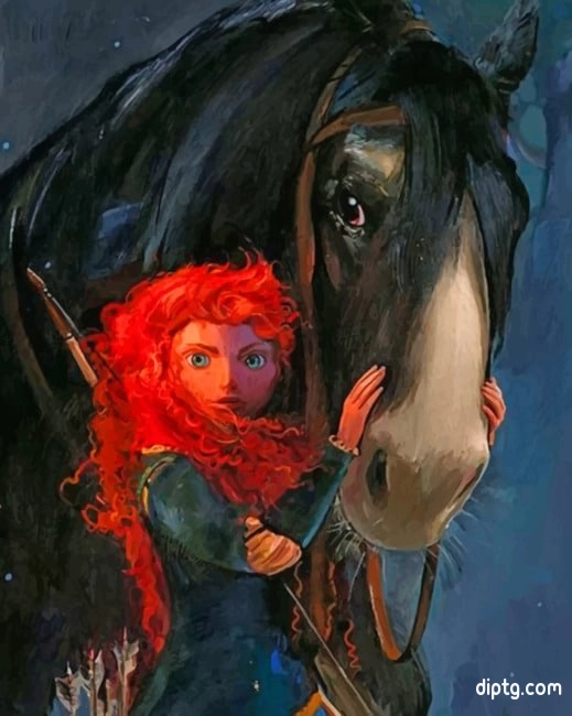 Merida And Black Horse Painting By Numbers Kits.jpg