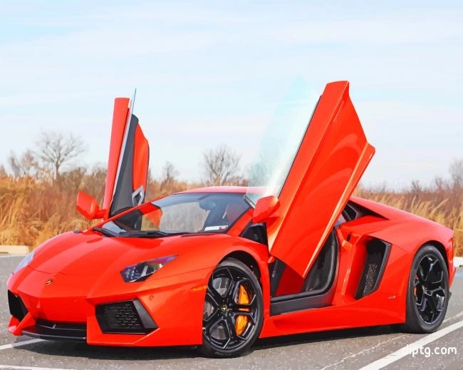 Red Lamborghini Painting By Numbers Kits.jpg