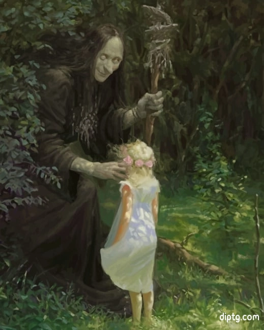 Witch And Little Girl Painting By Numbers Kits.jpg
