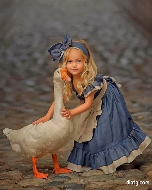 Little Girl With A White Duck Painting By Numbers Kits.jpg