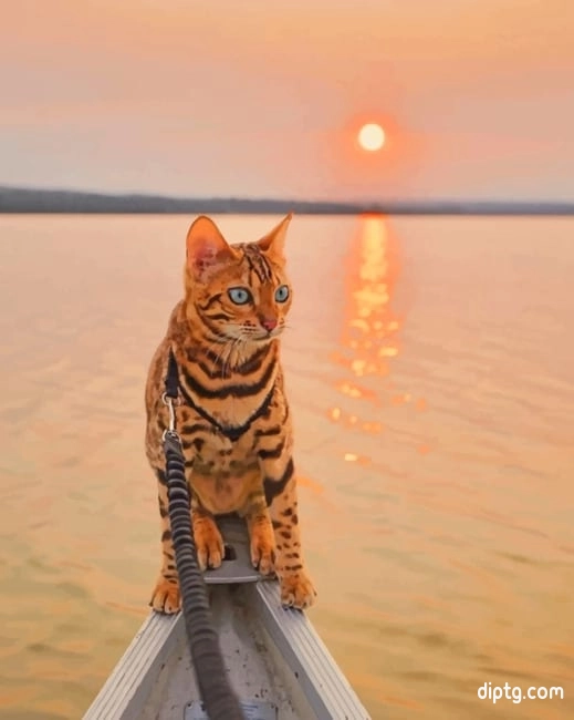 Bengal Cat In A Magical Sunrise Painting By Numbers Kits.jpg