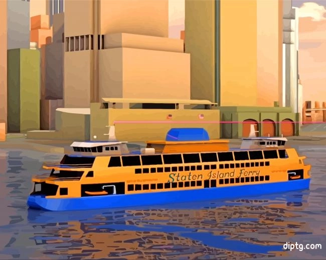 Staten Island Ferry Hoboken Illustration Painting By Numbers Kits.jpg