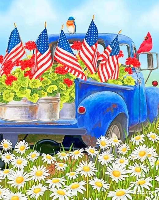 Truck Floral Garden Painting By Numbers Kits.jpg
