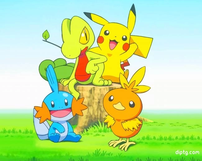 Pikachu Treecko Pokemon Painting By Numbers Kits.jpg