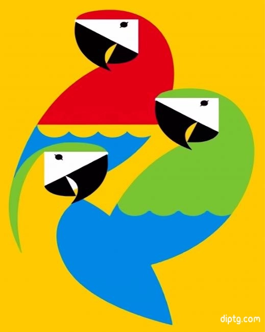 Green Blue And Red Parrot Painting By Numbers Kits.jpg