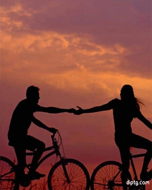 Couple On Bikes Silhouette Painting By Numbers Kits.jpg