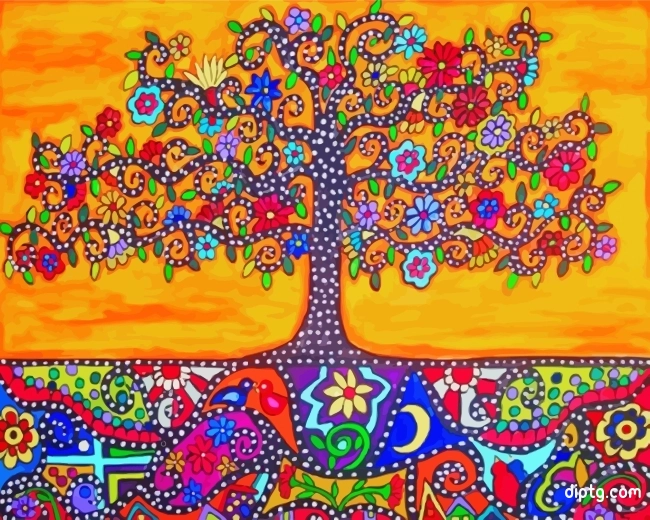 Colourful Folk Tree Painting By Numbers Kits.jpg