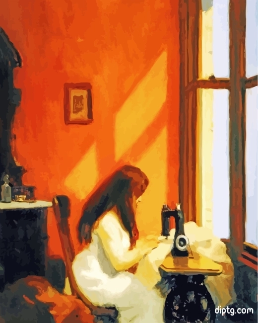 Girl At Sewing Machine Hopper Painting By Numbers Kits.jpg