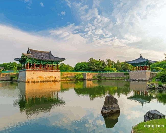 Donggung Palace And Wolji Pond Korea Painting By Numbers Kits.jpg