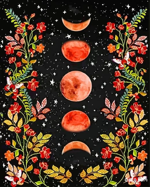 Floral Moon Phases Tapestry Painting By Numbers Kits.jpg