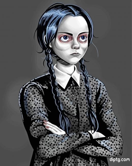 Wednesday From Addams Family Illustration Painting By Numbers Kits.jpg