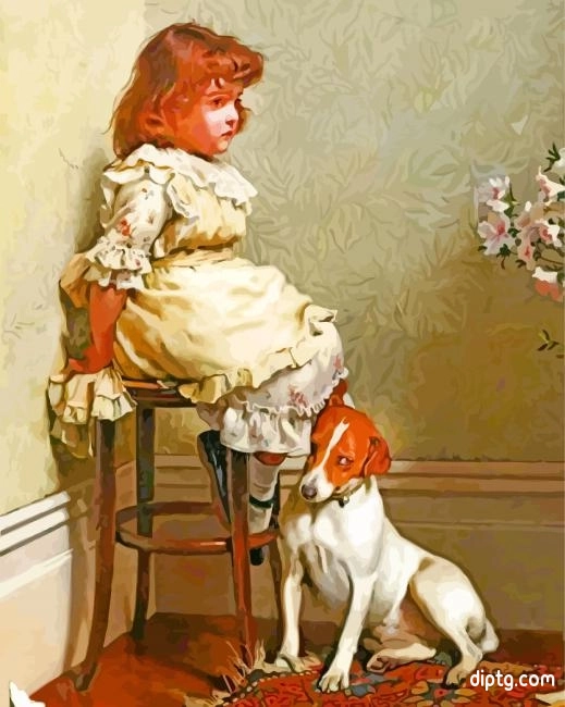 Little Girl And Dog Charles Burton Painting By Numbers Kits.jpg