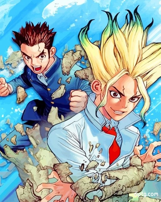 Dr Stone Japanese Anime Painting By Numbers Kits.jpg