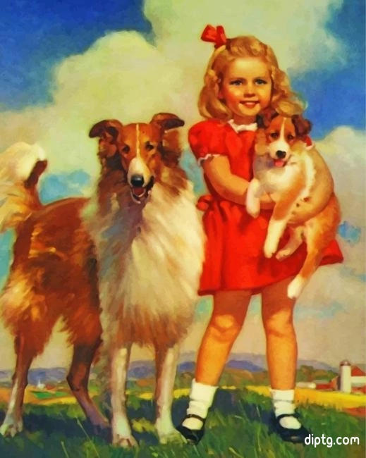 Little Girl With Pets Painting By Numbers Kits.jpg