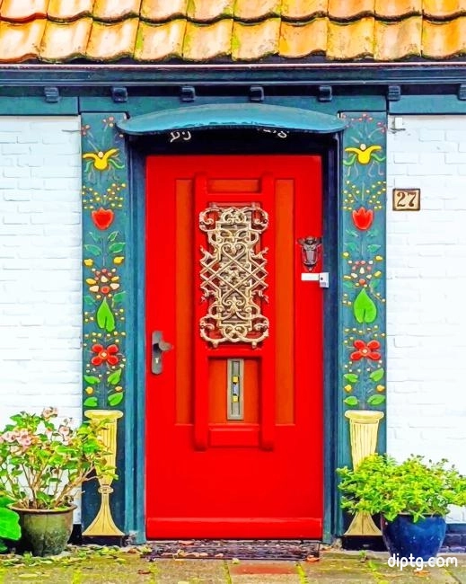 Aesthetic Red Door Painting By Numbers Kits.jpg