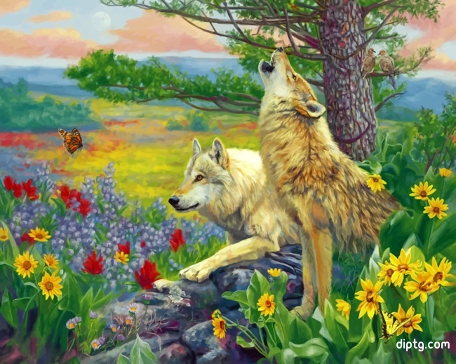 Wolves In The Spring Painting By Numbers Kits.jpg