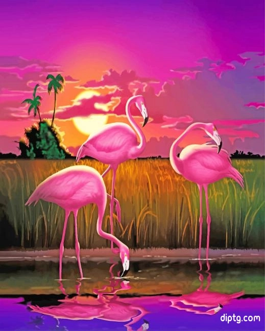 Pink Flamingos Birds Painting By Numbers Kits.jpg