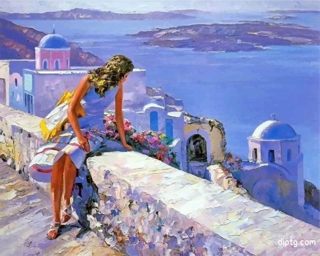 Girl In Greece Painting By Numbers Kits.jpg