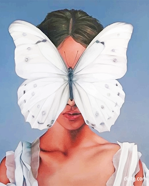 White Butterfly Woman Painting By Numbers Kits.jpg
