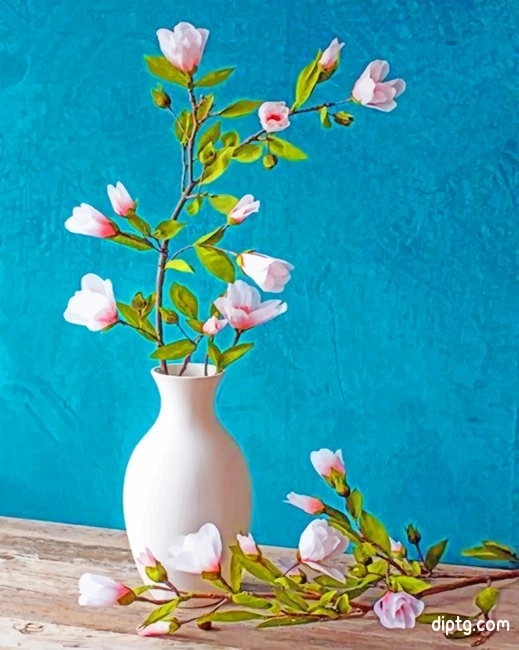 Aesthetic White Vase And Flowers Painting By Numbers Kits.jpg