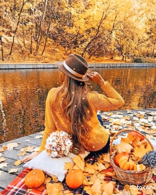 Girl Enjoying Autumn View Painting By Numbers Kits.jpg