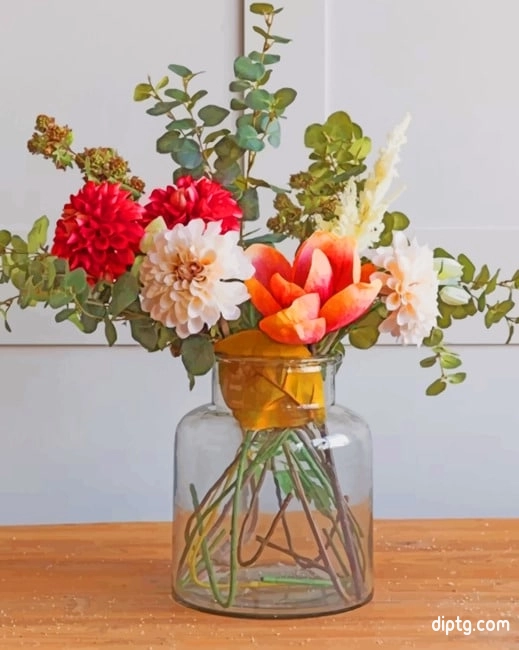 Aesthetic Flowers And Glass Vase Painting By Numbers Kits.jpg