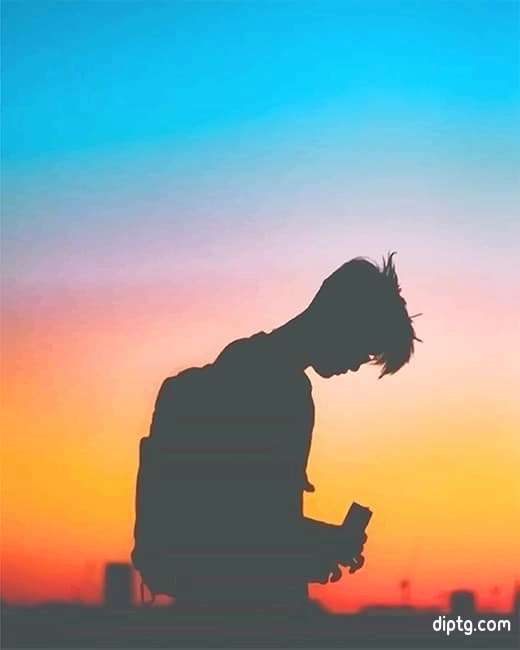 Sad Man Sunset Silhouette Painting By Numbers Kits.jpg