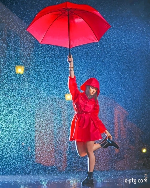 Dancing Girl In Rainy Night Painting By Numbers Kits.jpg