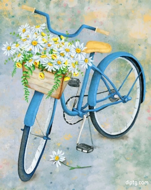 Blue Bicycle With Flowers Painting By Numbers Kits.jpg