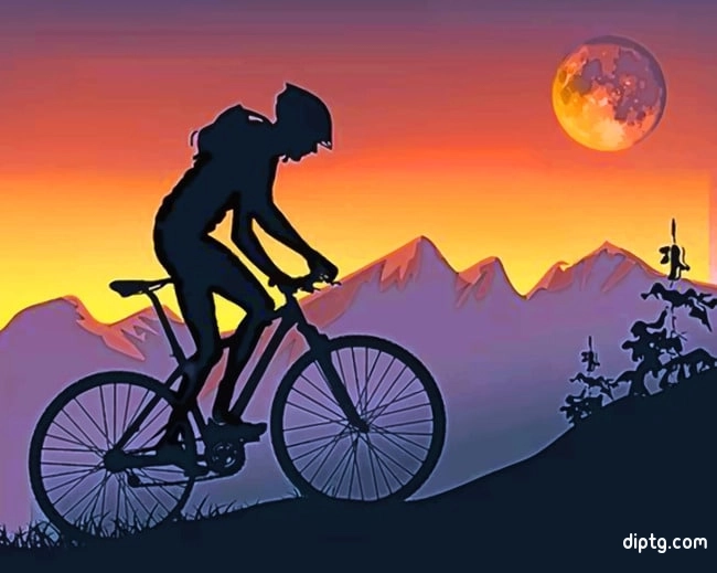 Mountain Biker On Step Hills At Sunset Painting By Numbers Kits.jpg