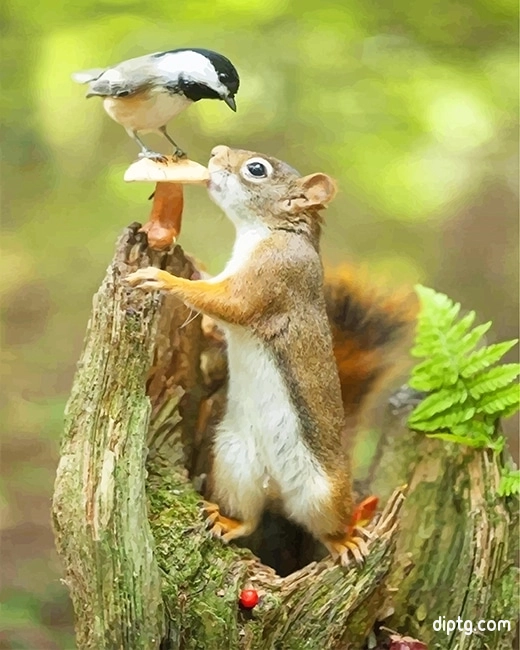 Cute Squirrel And Bird Painting By Numbers Kits.jpg