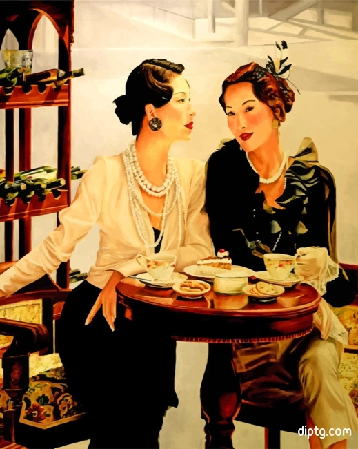 Classic Women Drinking Coffee Painting By Numbers Kits.jpg