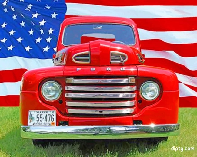 Old Truck And Flag Painting By Numbers Kits.jpg