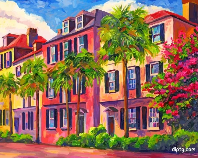 Rainbow Row In Charleston South Carolina Painting By Numbers Kits.jpg