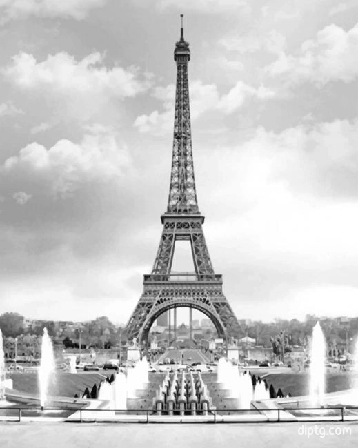 Black And White Eiffel Tower Painting By Numbers Kits.jpg