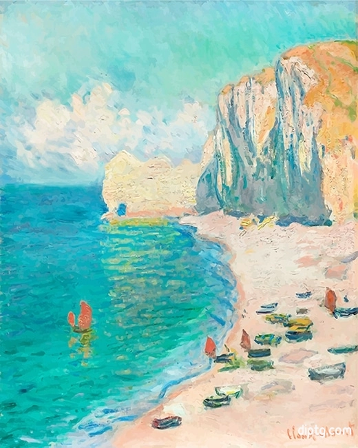 Claude Monet The Beach And The Falaise Painting By Numbers Kits.jpg