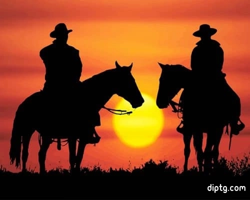 Cowboys Silhouette Sunset Painting By Numbers Kits.jpg