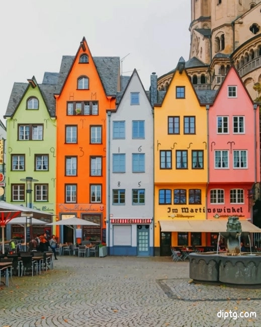 Colorful Buildings In Cologne Germany Painting By Numbers Kits.jpg