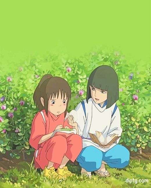 Cute Chihiro And Haku Talking Painting By Numbers Kits.jpg