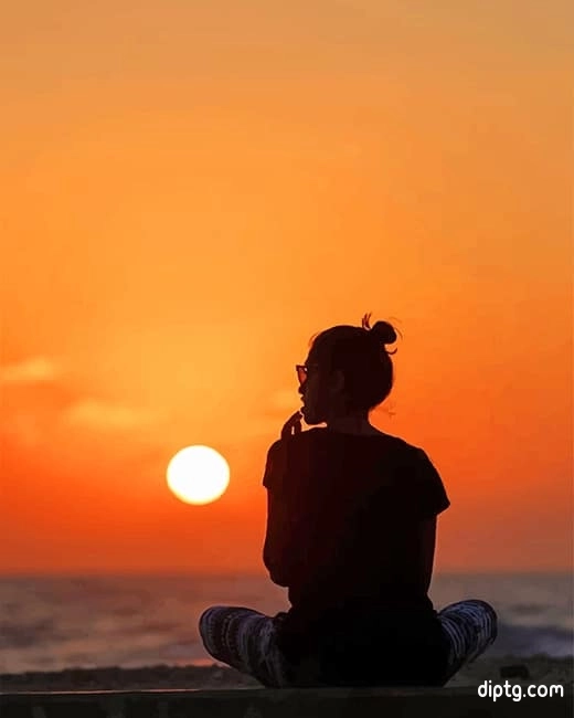 Girl Enjoying The Sunset Painting By Numbers Kits.jpg